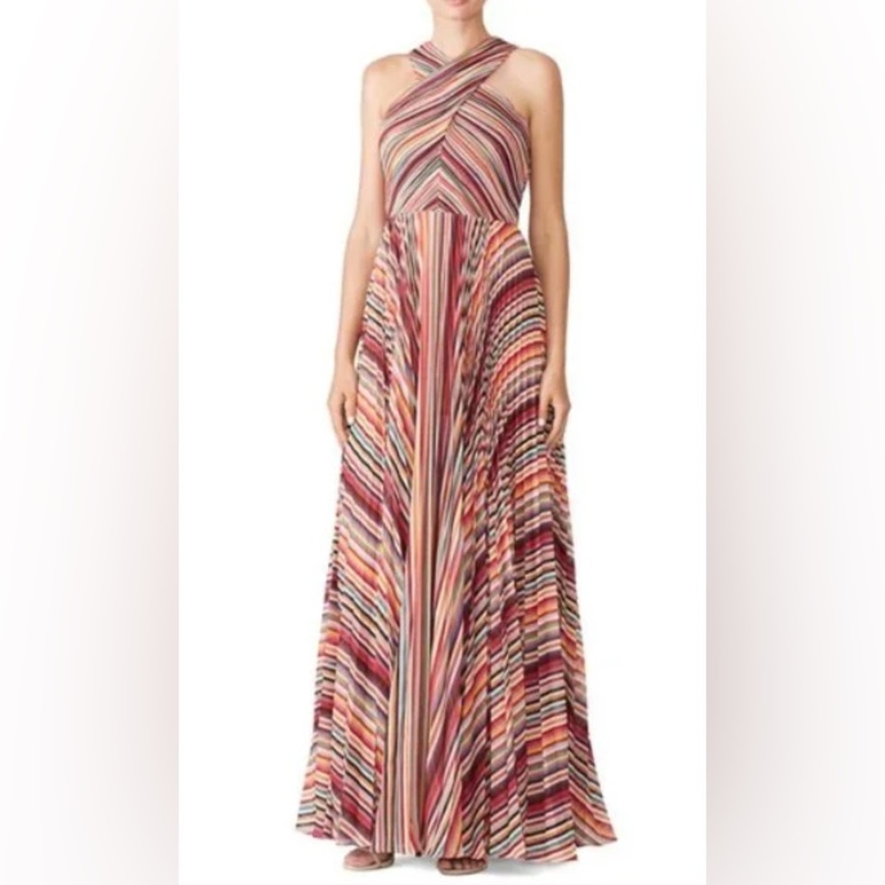 AMUR Striped Lana Rainbow Maxi Halter Dress | 6L Tall